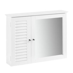 Sobuy Bzr55-W, Bathroom Wall Mirror Cabinet, Mirrored Storage Cabinet Unit,white,w65Xd15Xh49