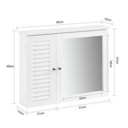 Sobuy Bzr55-W, Bathroom Wall Mirror Cabinet, Mirrored Storage Cabinet Unit,white,w65Xd15Xh49 - thumbnail 3