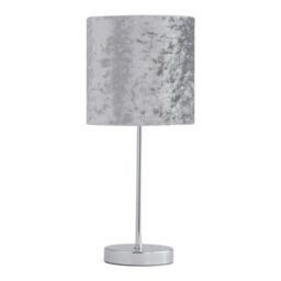 First Choice Lighting Set Of 2 Chrome Touch Table Lamp With Grey Crushed Velvet Shades - thumbnail 3