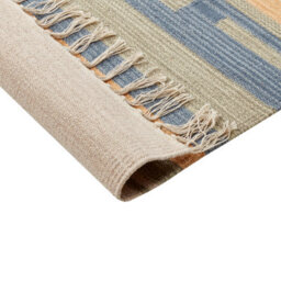 Beliani Klim Handwoven Cotton Kilim Rug 140 X 200 Cm Beige Multicolour Reversible Tassels - thumbnail 6