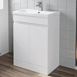 Affine 600mm Gloss White Bathroom Vanity Unit Basin Soft Close Square Toilet Modern - thumbnail 3