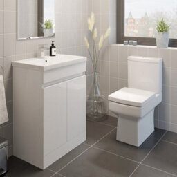 Affine 600mm Gloss White Bathroom Vanity Unit Basin Soft Close Square Toilet Modern - thumbnail 1