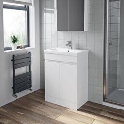 Affine 600mm Gloss White Bathroom Vanity Unit Basin Soft Close Square Toilet Modern - thumbnail 4