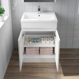 Affine 600mm Gloss White Bathroom Vanity Unit Basin Soft Close Square Toilet Modern - thumbnail 5