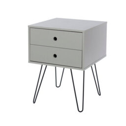 Core Products Options Telford 2 Drawer Grey Bedside Cabinet - Metal Hair Pin Legs, H54.0Cm X W40.0Cm X D40.0Cm - thumbnail 3
