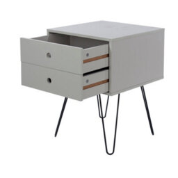 Core Products Options Telford 2 Drawer Grey Bedside Cabinet - Metal Hair Pin Legs, H54.0Cm X W40.0Cm X D40.0Cm - thumbnail 2
