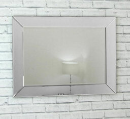 Biznest All Glass Frameless Mirrored Border Bevelled Mirror Silver Wall Mirror 80X60Cm - thumbnail 2