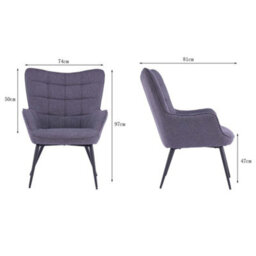 More4Homes Vera Fabric Occasional Living Room Bedroom Modern Metal Legs Accent Chair Armchair (Charcoal W Footstool) - thumbnail 8