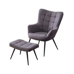 More4Homes Vera Fabric Occasional Living Room Bedroom Modern Metal Legs Accent Chair Armchair (Charcoal W Footstool) - thumbnail 2
