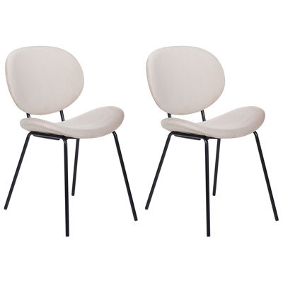 Beliani Set Of 2 Dining Chairs Luana Velvet Light Beige - image 1