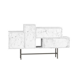 Decortie Hermes Console Sideboard Display Unit 2 Cabinets 2 Drawers Modern Storage White Marble Effect 160Cm - thumbnail 2