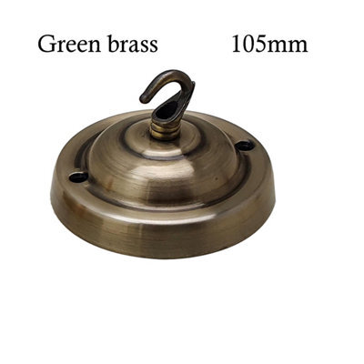 Green Brass Ceiling Rose With Hook 105mm Metal Ceiling Plate For Pendant Light Fitting Chic Flush Mount Canopy For Indoor Lighting - image 1