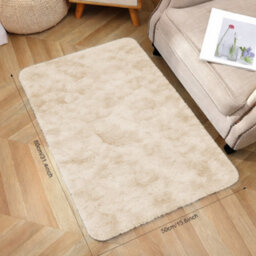 Aspire Homeware Non-Slip Tie Dye Cream Shaggy Rug Soft Fluffy Doormat, (L)80Cm X (W)50Cm