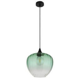 Luminosa Lighting Luminosa Sander Dome Pendant Ceiling Light Matt Black Green Glass Shade 1X E27 - thumbnail 2