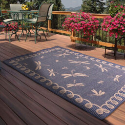 Blue Outdoor Rug, Animal Bordered Stain-Resistant Rug For Patio Decks Garden, 15mm Modern Outdoor Rug- 80Cm X 150Cm - thumbnail 2