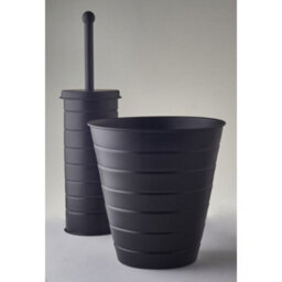 Toilet Brush With Lid Holder & Bin Set Bathroom Trash Cleaner Tidy Metal Black - thumbnail 3