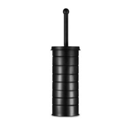 Toilet Brush With Lid Holder & Bin Set Bathroom Trash Cleaner Tidy Metal Black - thumbnail 7
