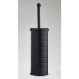 Toilet Brush With Lid Holder & Bin Set Bathroom Trash Cleaner Tidy Metal Black - thumbnail 6