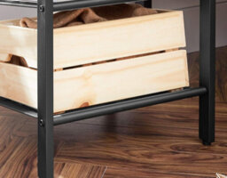 Modcraft Set Of 2 Industrial Side Tables - Rustic Brown & Black Nightstands With Adjustable Mesh Shelves - thumbnail 6