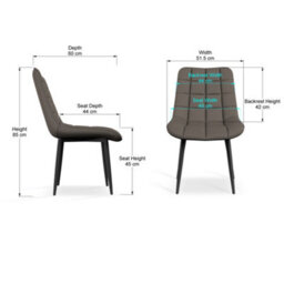 More4Homes Set Of 6 Nova Modern Faux Leather Dining Chair Padded Seat Metal Legs Kitchen (Grey) - thumbnail 7
