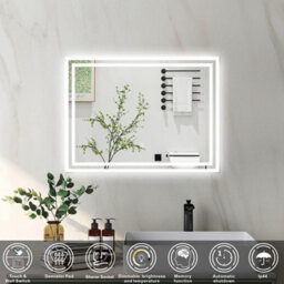 Probaty Bathrooms 80X60Cm Backlit Led Mirror With 3-Color Temperature,shaver Socket,memory Function,anti-Fog,wall Vanity Mirror - thumbnail 2