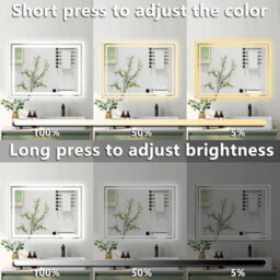 Probaty Bathrooms 80X60Cm Backlit Led Mirror With 3-Color Temperature,shaver Socket,memory Function,anti-Fog,wall Vanity Mirror - thumbnail 3