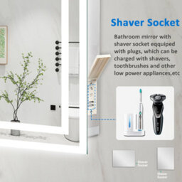 Probaty Bathrooms 80X60Cm Backlit Led Mirror With 3-Color Temperature,shaver Socket,memory Function,anti-Fog,wall Vanity Mirror - thumbnail 5