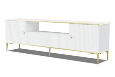Arte Petra Tv Cabinet In White - Elegant Design With Gold Metal Legs & Ample Storage - W1800mm X H550mm X D350mm - image 1