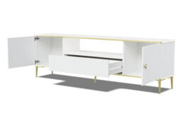 Arte Petra Tv Cabinet In White - Elegant Design With Gold Metal Legs & Ample Storage - W1800mm X H550mm X D350mm - thumbnail 2