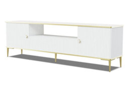 Arte Petra Tv Cabinet In White - Elegant Design With Gold Metal Legs & Ample Storage - W1800mm X H550mm X D350mm
