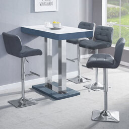 Furniture in Fashion Caprice White Grey Gloss Bar Table With 4 Candid Grey Stools - thumbnail 1