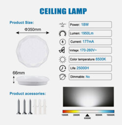 Led Ceiling Light Modern Panel Lights Bathroom Kitchen Living Room Wall Lamp - thumbnail 3