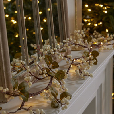 Dibor White Mistletoe Light Up Xmas Decoration Table Garland Decorative Christmas Garland 1.5M - image 1