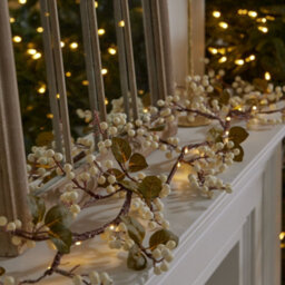 Dibor White Mistletoe Light Up Xmas Decoration Table Garland Decorative Christmas Garland 1.5M