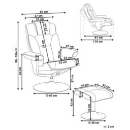 Beliani Recliner Chair Nyks Fabric Taupe - thumbnail 3