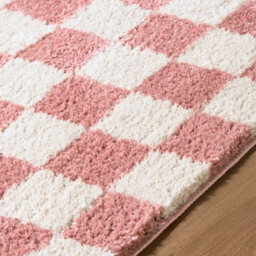 Livabliss Fossay Shaggy-Washable Pink Ivory Modern High Pile Checkered Living Bedroom Rug 160 X 213 Cm Easy Care, Non Shedding - thumbnail 3
