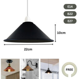 Black White Inner 22Cm Ceiling Pendant Lamp Shade Modern Easy Fit Light Shade For Living Room, Bedroom & Kitchen - thumbnail 3