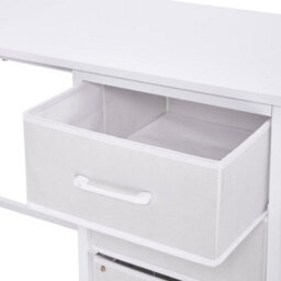 Thehotsale Freestanding Computer Desk With 3 Fabric Drawers And Storage Bag In White - thumbnail 6
