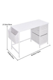 Thehotsale Freestanding Computer Desk With 3 Fabric Drawers And Storage Bag In White - thumbnail 7