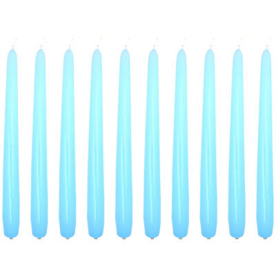 "SolaDirect Tapered Dinner Candles, Pack Of 10, Unscented, Long Burning Time, 24 Cm / 19.45"" (Light Blue, Varnished)" - image 1