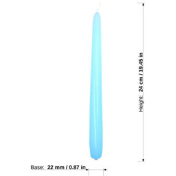 "SolaDirect Tapered Dinner Candles, Pack Of 10, Unscented, Long Burning Time, 24 Cm / 19.45"" (Light Blue, Varnished)" - thumbnail 3