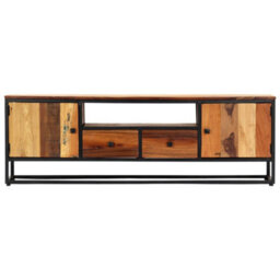 Berkfield Solid Tv Cabinet 120X30X40 Cm Solid Reclaimed Wood And Steel - thumbnail 3