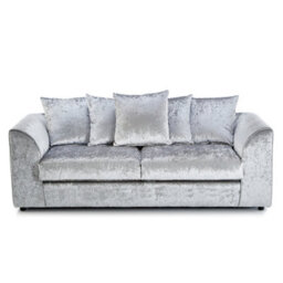 Furnishings For Less UK Crystal Crushed Velvet Fabric Fabric 3 Seater Sofa Silver - Scatter Back - thumbnail 1