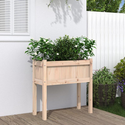 Berkfield Garden Planter With Legs 70X31X70 Cm Solid Wood Pine - image 1