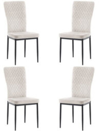 Oira Homes Modern 4 Seater Dining Table Set With Round Glass Dining Table And 4 Cream Velvet Chairs - thumbnail 3