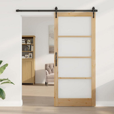 "Berkfield Interior Door With Glass ""orkdal"" 93X211X4 Cm Solid Wood Pine" - image 1