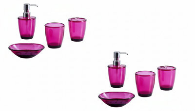 Wine Red Acrylic Bathroom Accessory Set   Soap Dish, Tumbler & Soap Dispenser - image 1