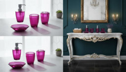 Wine Red Acrylic Bathroom Accessory Set   Soap Dish, Tumbler & Soap Dispenser - thumbnail 3