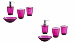 Wine Red Acrylic Bathroom Accessory Set   Soap Dish, Tumbler & Soap Dispenser - thumbnail 1