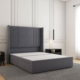 REGIONAL FURNISHINGS Divan Bed Set Steel Plush Velvet Upholstered 54Inch Headboard 2Drawers Footend & No Mattress In Double King 4Ft 6Ft Sizes - thumbnail 1